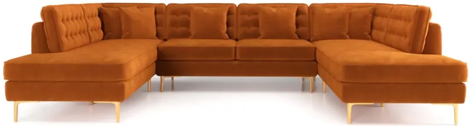 Caleb Burnt Orange Velvet U Shape Corner Sofa