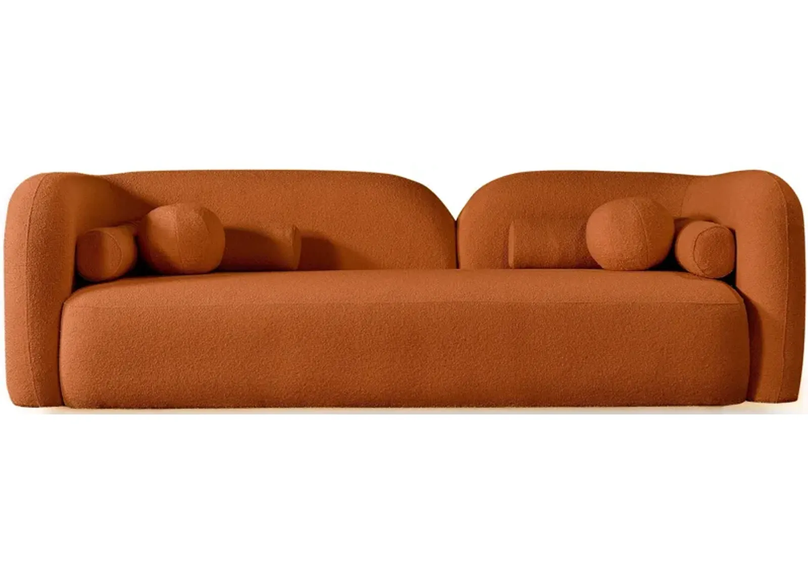 Bodrum Burnt Orange Boucle Curved Sofa