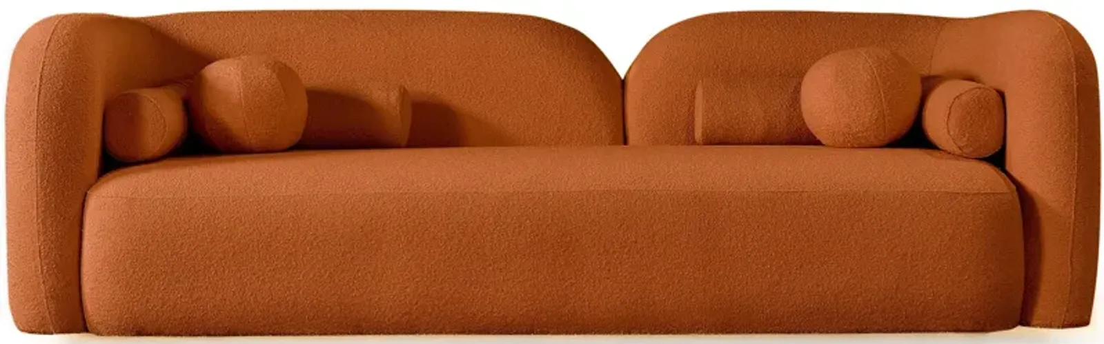 Bodrum Burnt Orange Boucle Curved Sofa