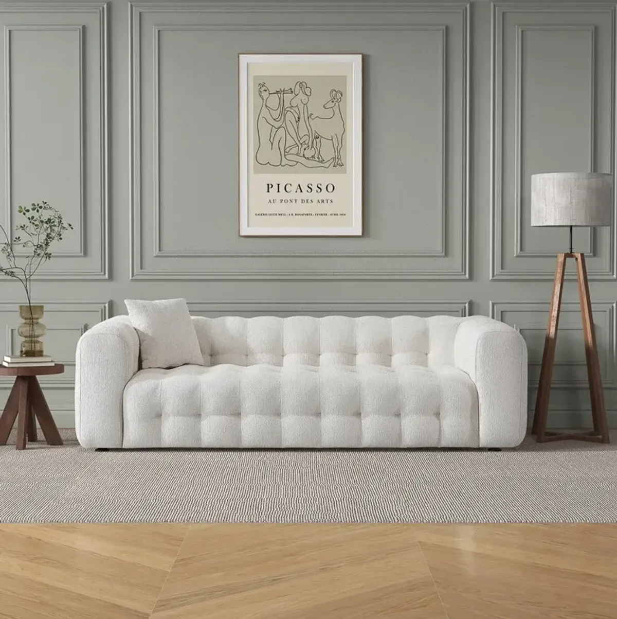 Marceille Modern Boucle Sofa in Cream