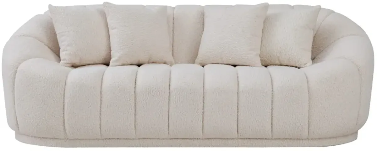 Forrester Sofa Modern Japandi Style Tight Back White Boucle