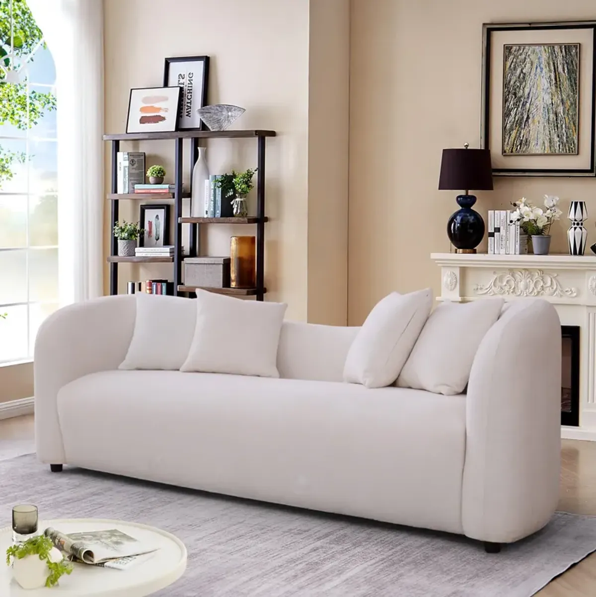 Hana White Boucle Sofa