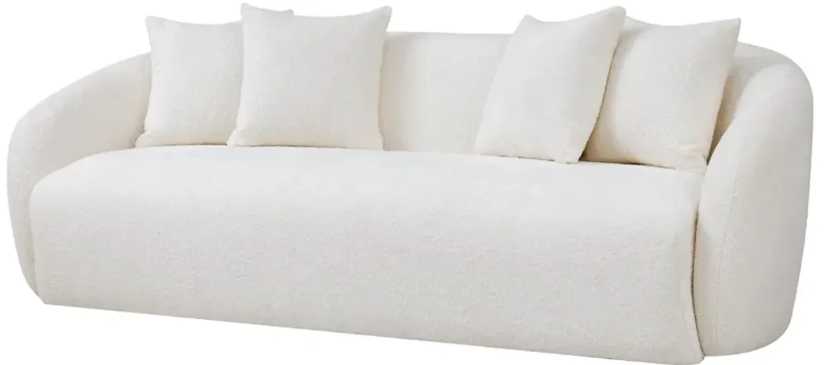 Lidia Ivory Boucle Japandi Style Sofa