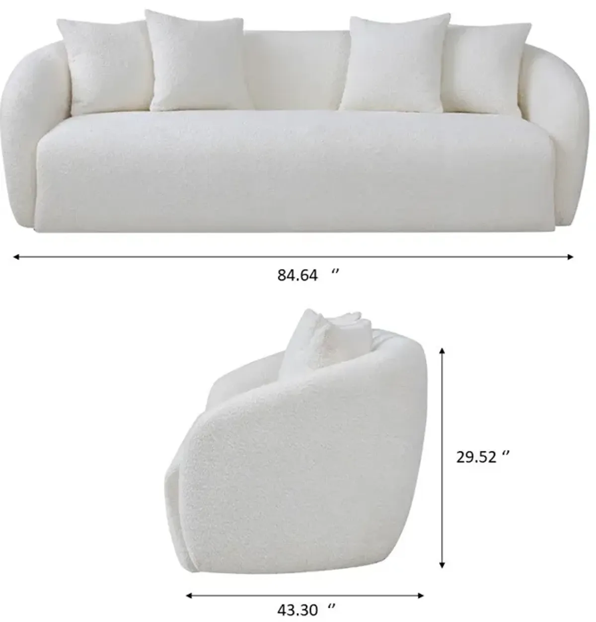 Lidia Ivory Boucle Japandi Style Sofa