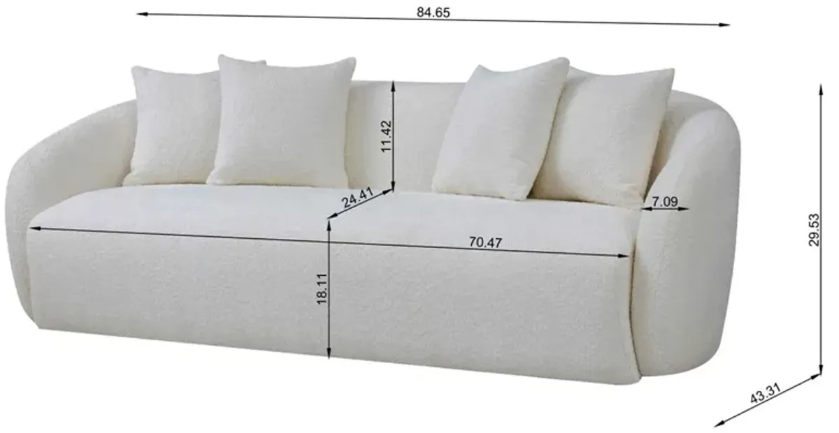 Lidia Ivory Boucle Japandi Style Sofa