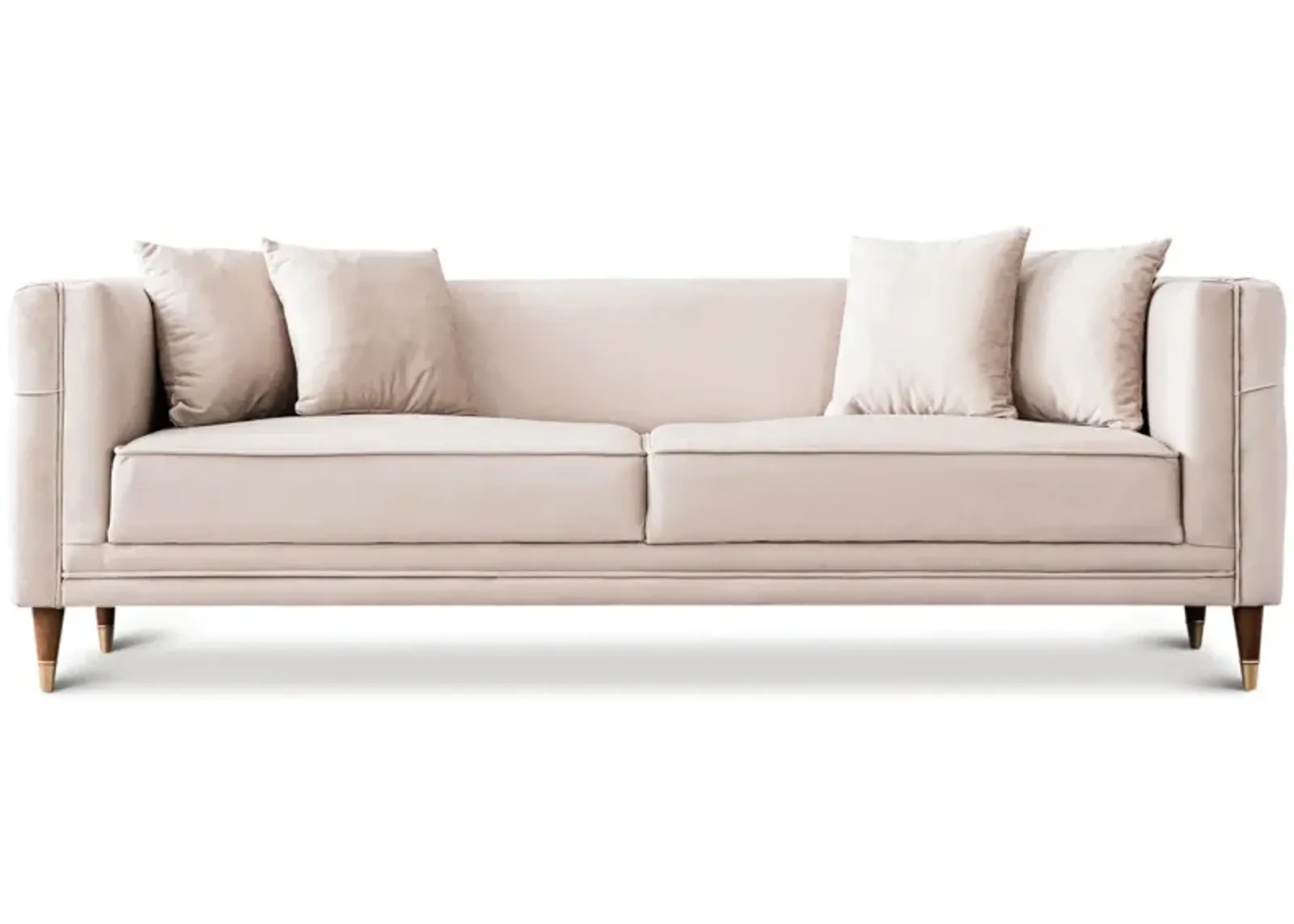 Mara Light Cream Velvet Sofa