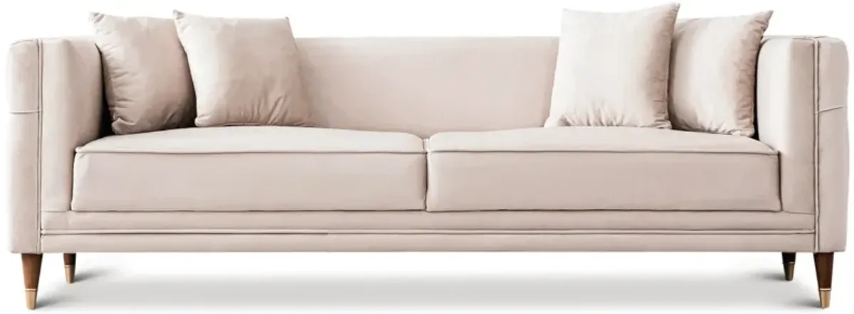 Mara Light Cream Velvet Sofa