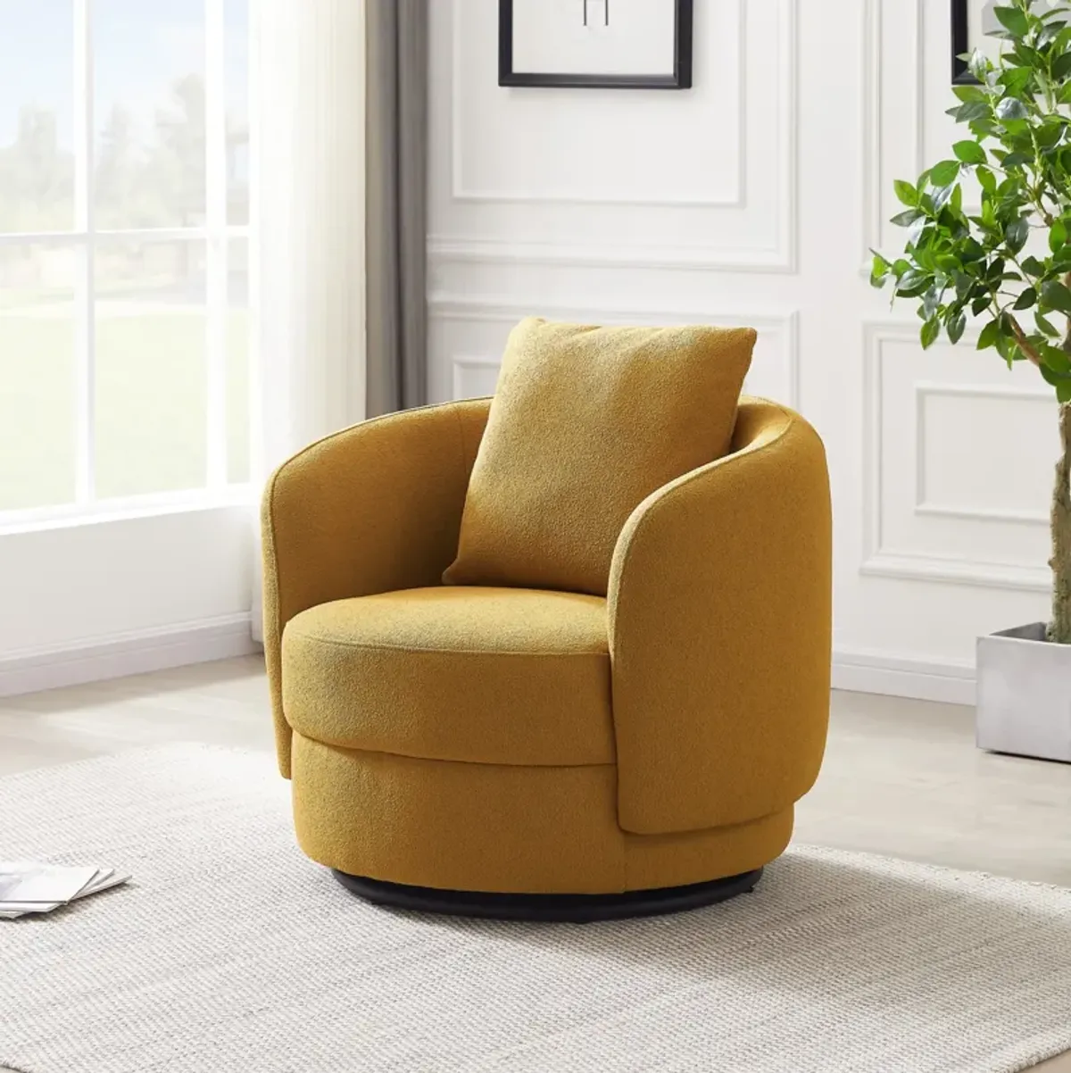 Perth Gold Boucle Lounge Chair