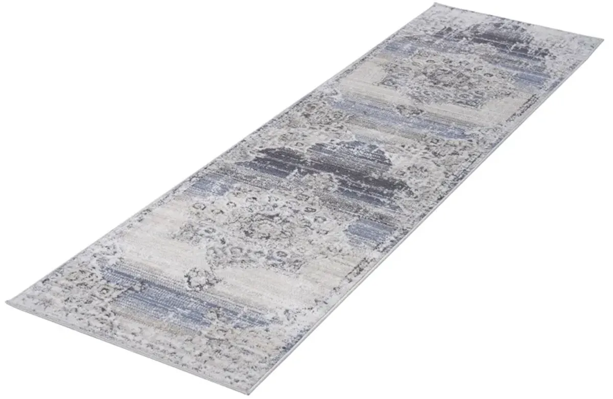 Payas Cream-Blue Runner Rug Size 2'2'' x 8'