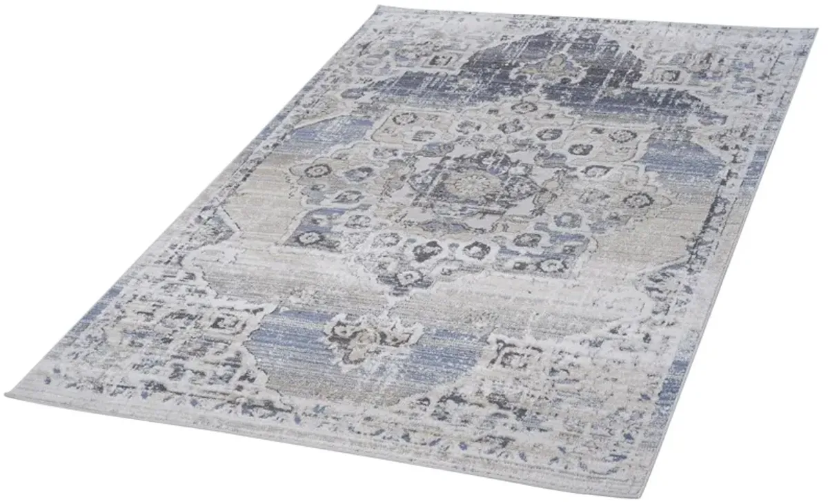 Payas Cream - Blue Rug Size 5'3'' x 7'6''