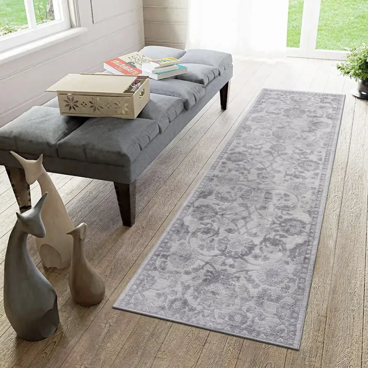 Marfi Grey-Silver Runner Rug 2'2'' x 8'