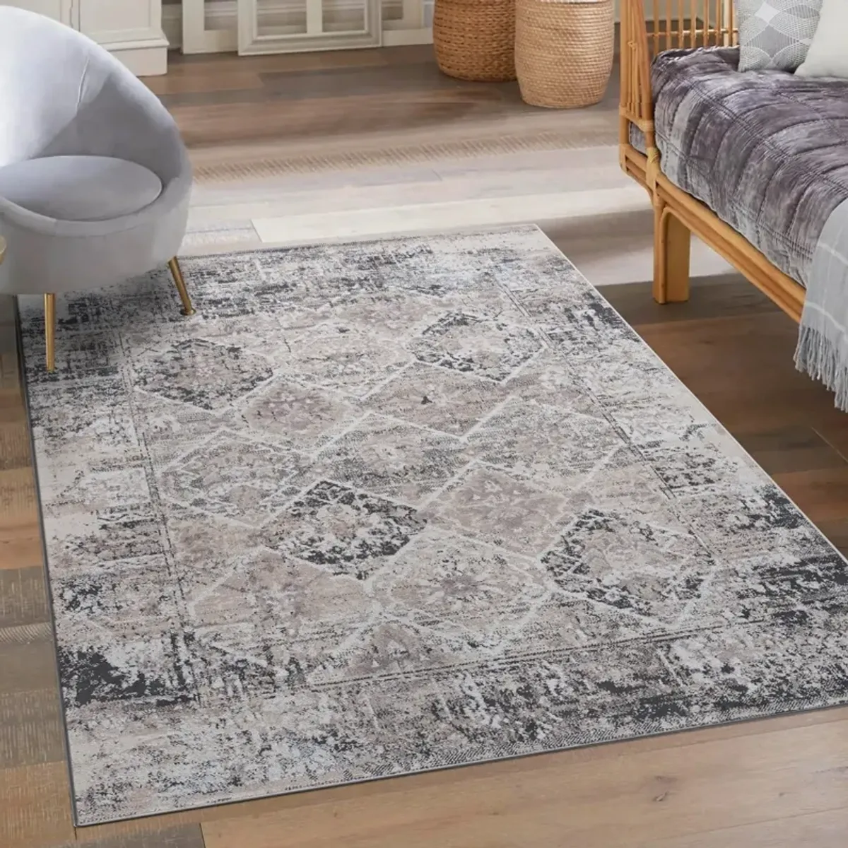 Payas Cream Anthracite Rug Size 7'9'' x 10'