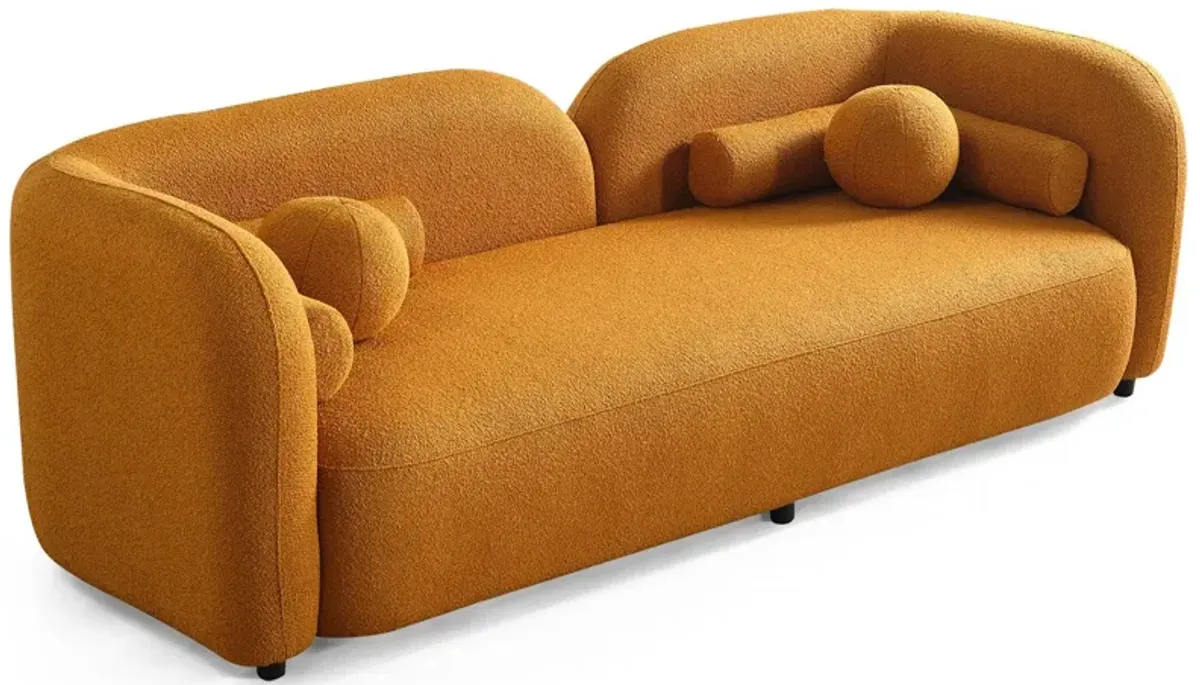 Bodrum Dark Yellow Curved Boucle Sofa