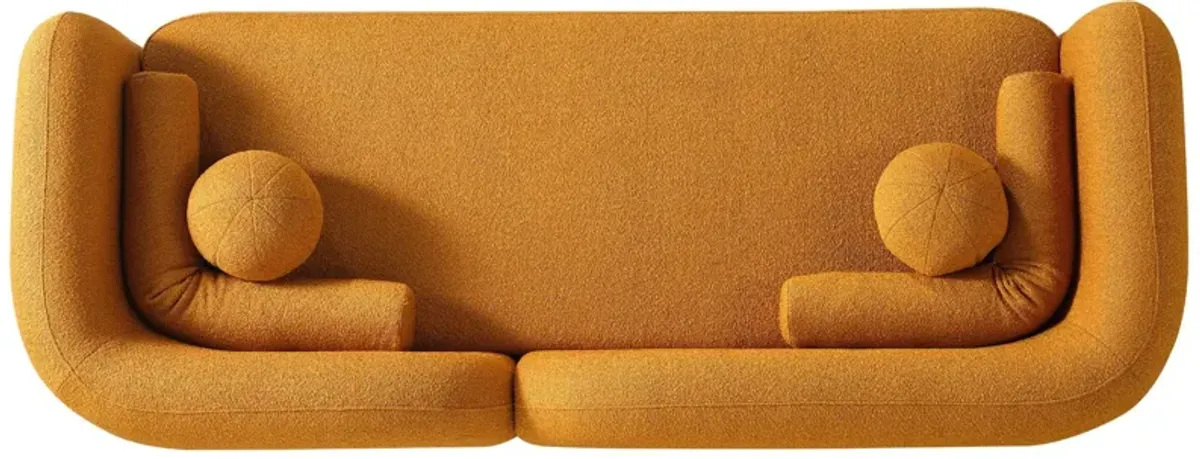 Bodrum Dark Yellow Curved Boucle Sofa