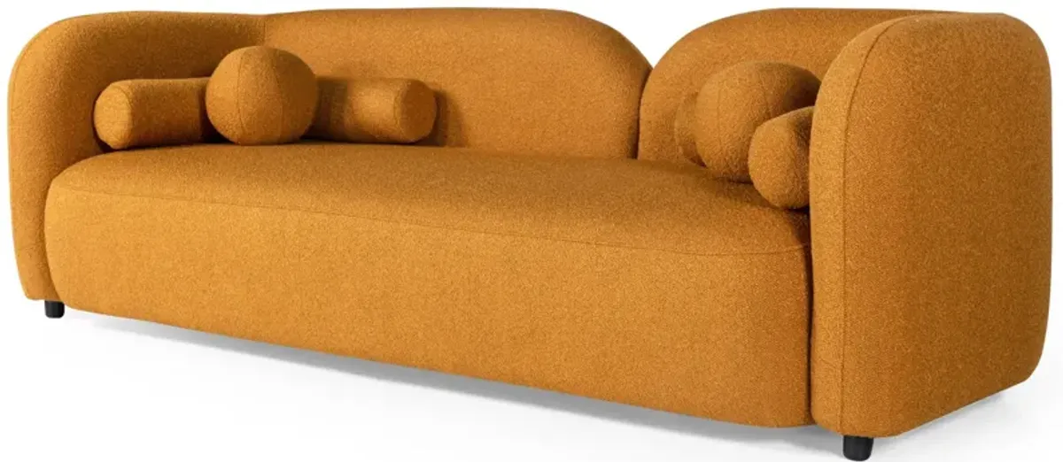 Bodrum Dark Yellow Curved Boucle Sofa