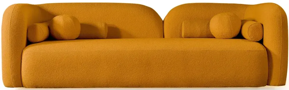 Bodrum Dark Yellow Curved Boucle Sofa