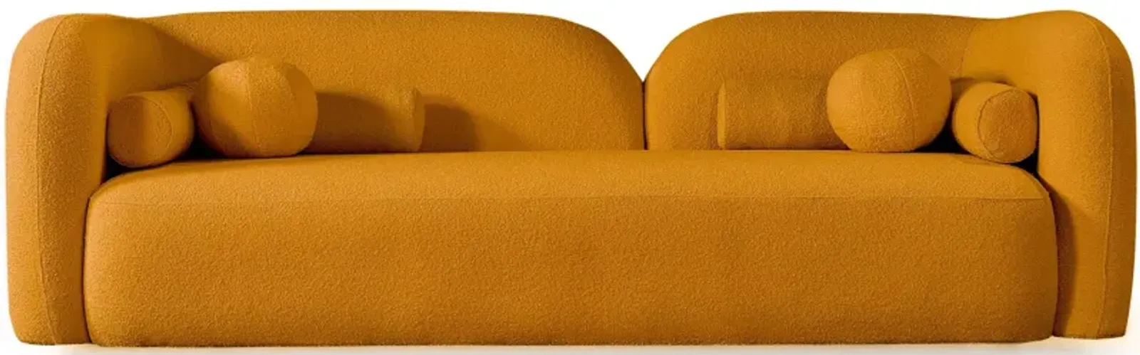 Bodrum Dark Yellow Curved Boucle Sofa