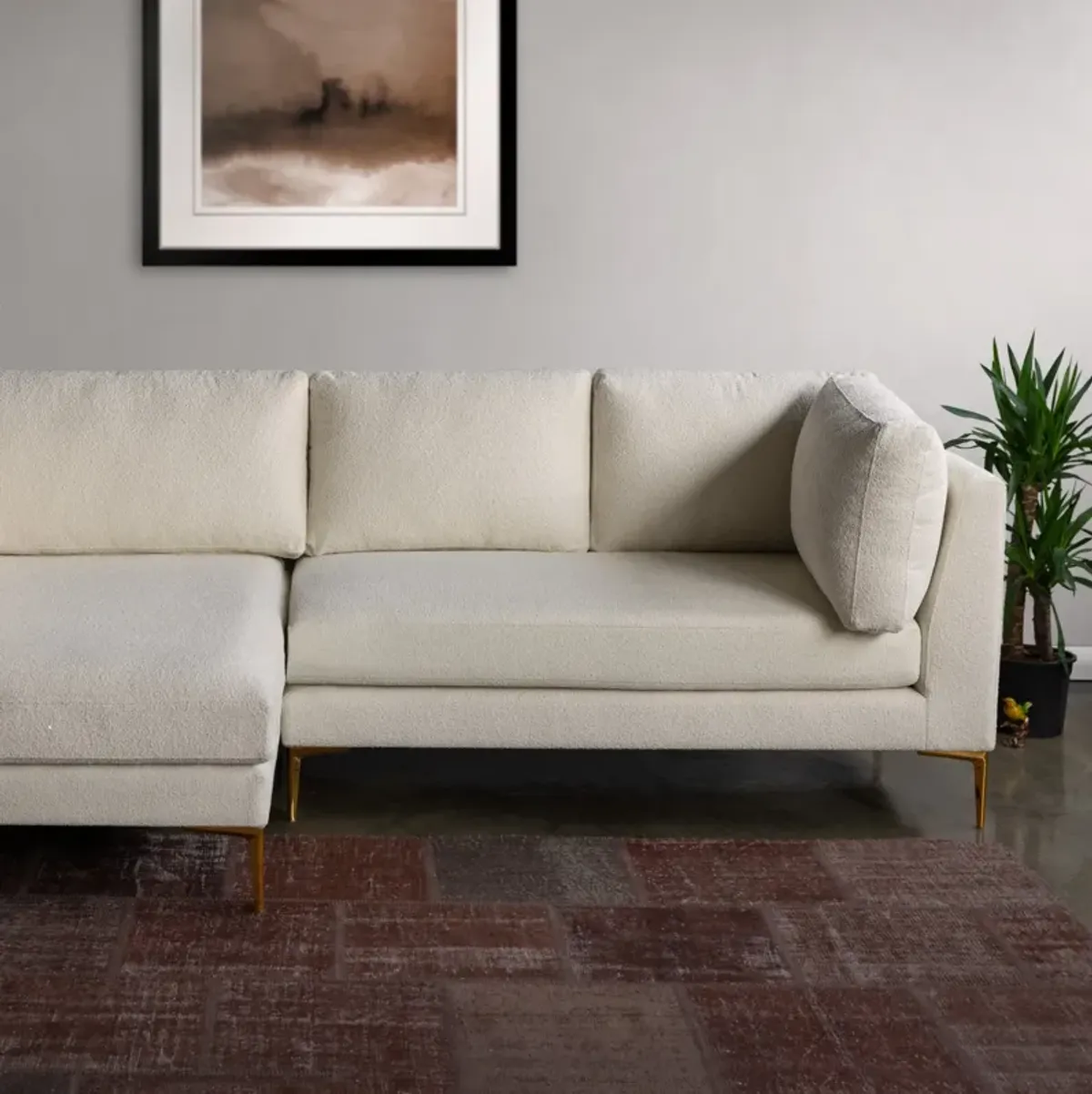 Chamberlain Beige Boucle Sectional Sofa Left Facing Chaise