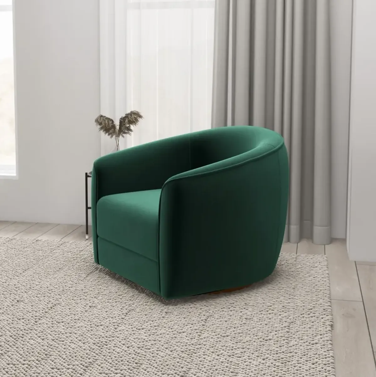 Spring Dark Green Velvet Swivel Chair