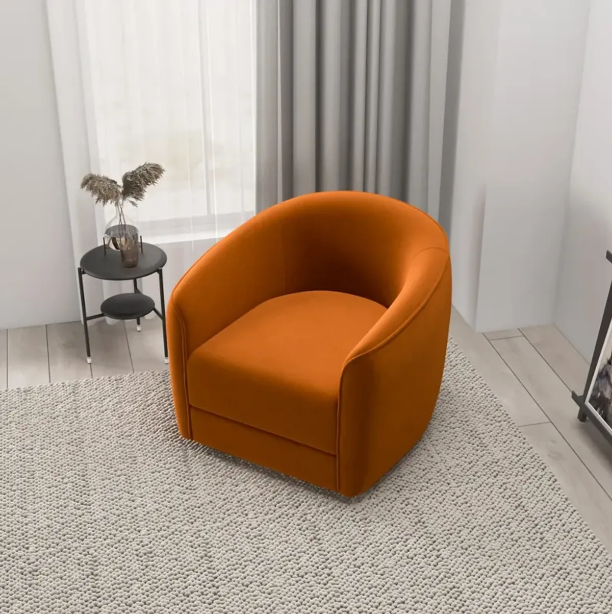 Spring Burnt Orange Velvet Swivel Chair