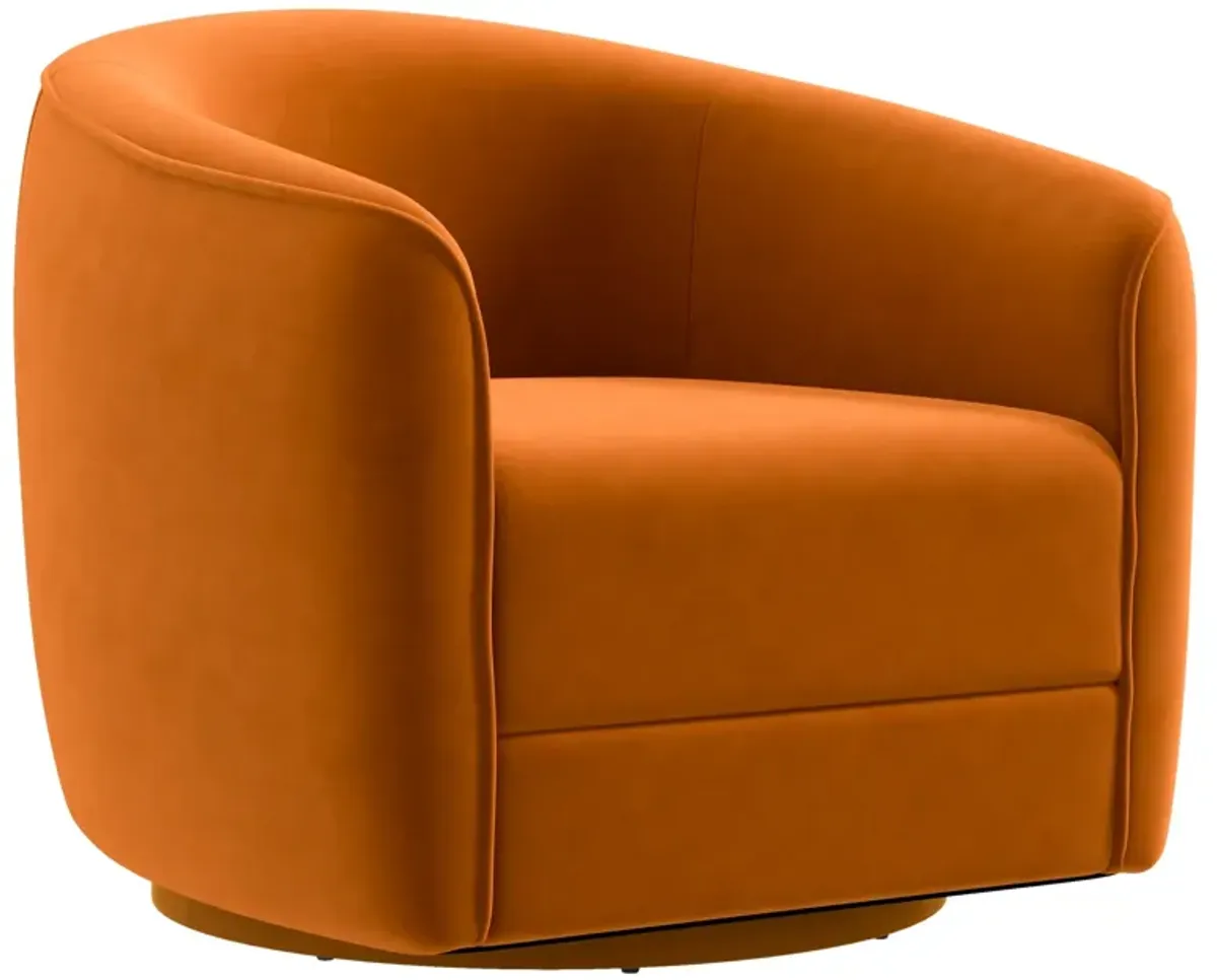 Spring Burnt Orange Velvet Swivel Chair