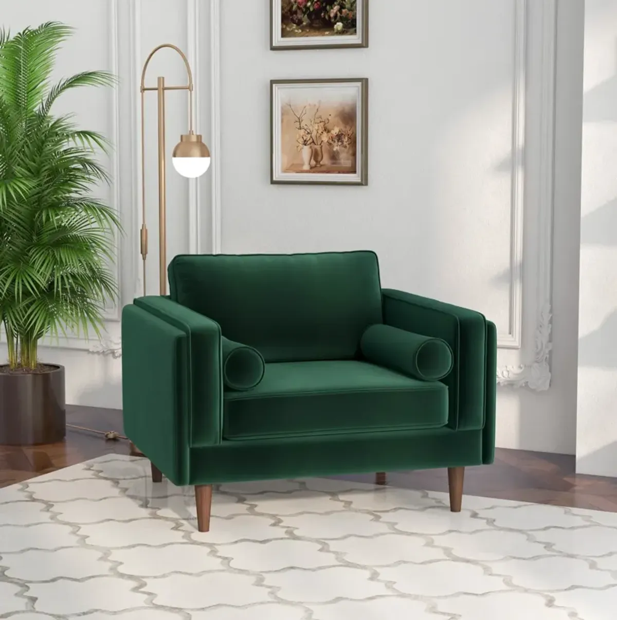 Fordham Green Velvet Lounge Chair