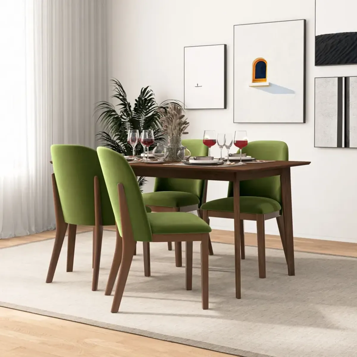 Belfast Green Velvet Dining Chair Set of 2