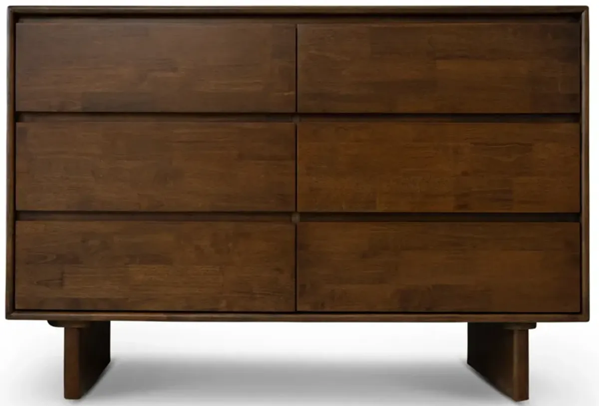 Hudson 6 Drawers Walnut Dresser