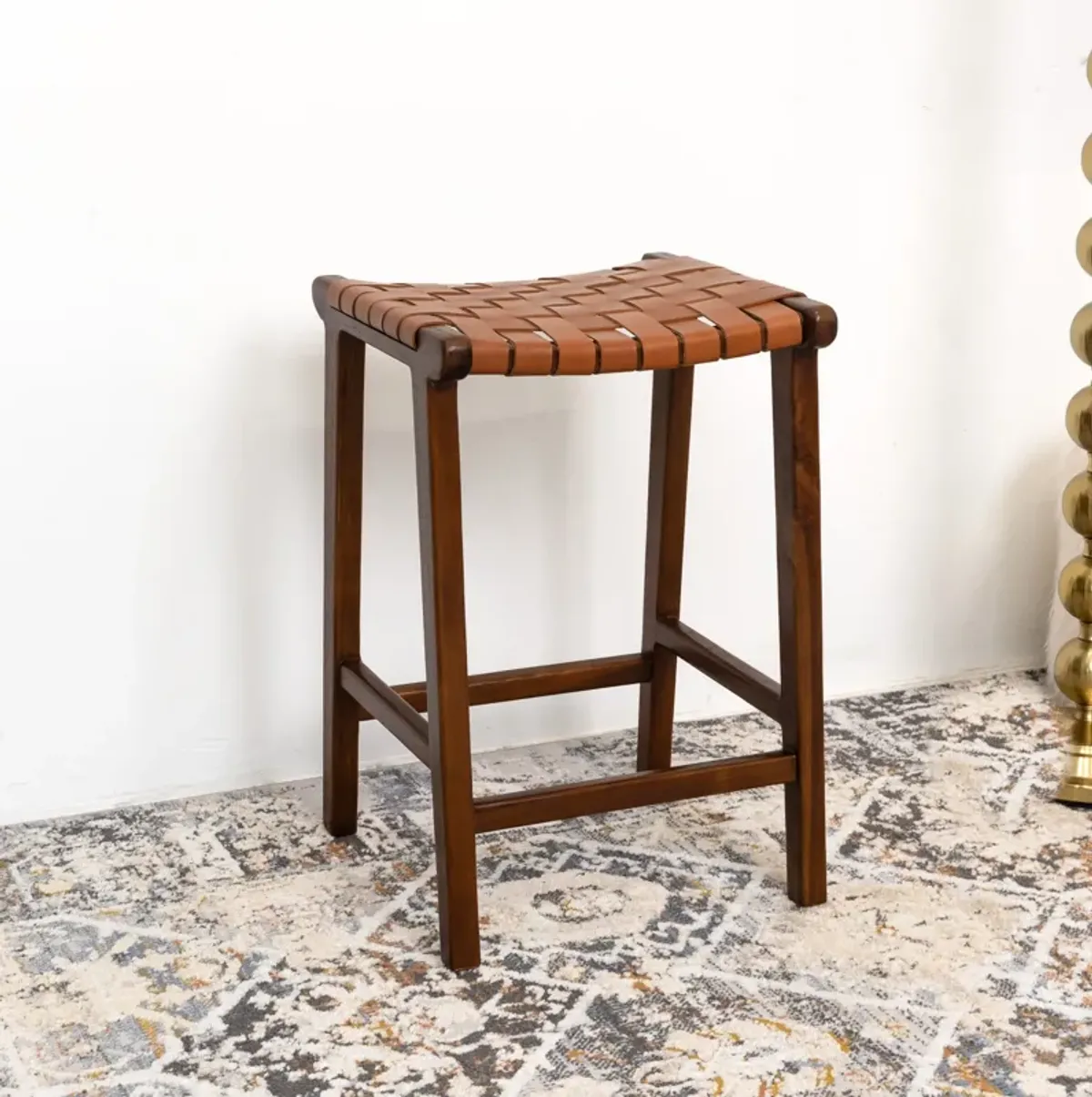 Andaman Tan Leather Counter Stool