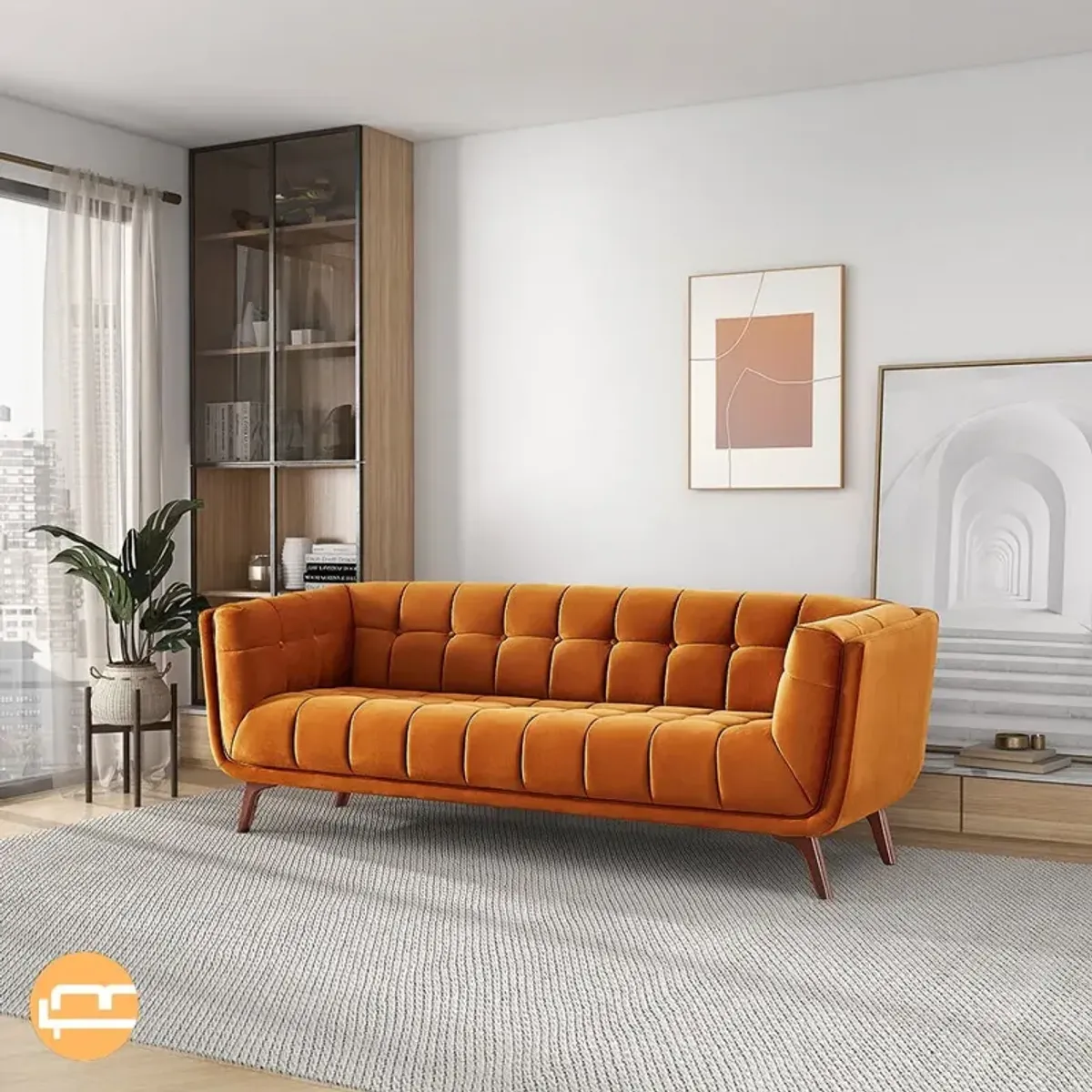 Kano Burnt Orange Velvet Sofa