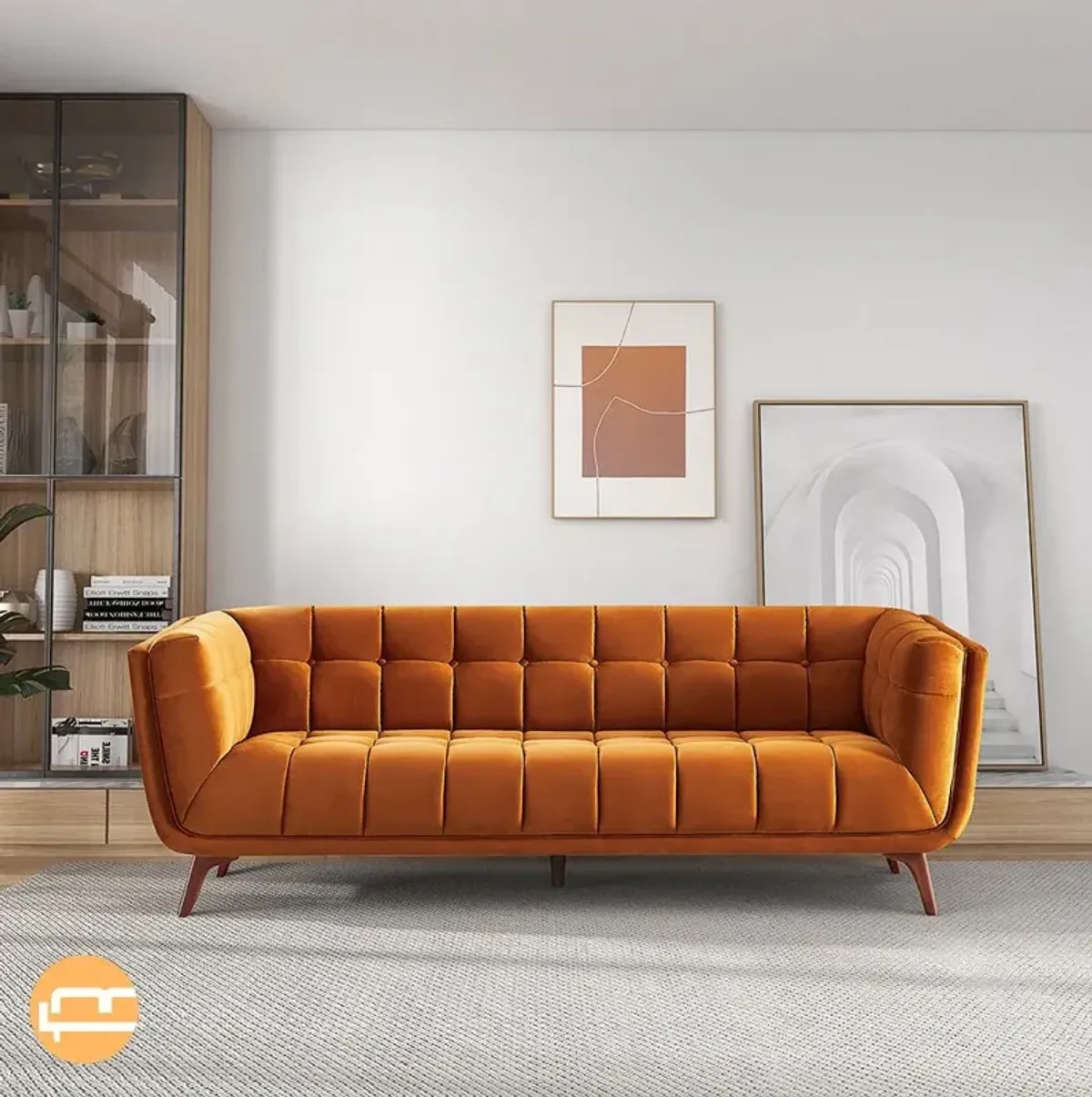 Kano Burnt Orange Velvet Sofa