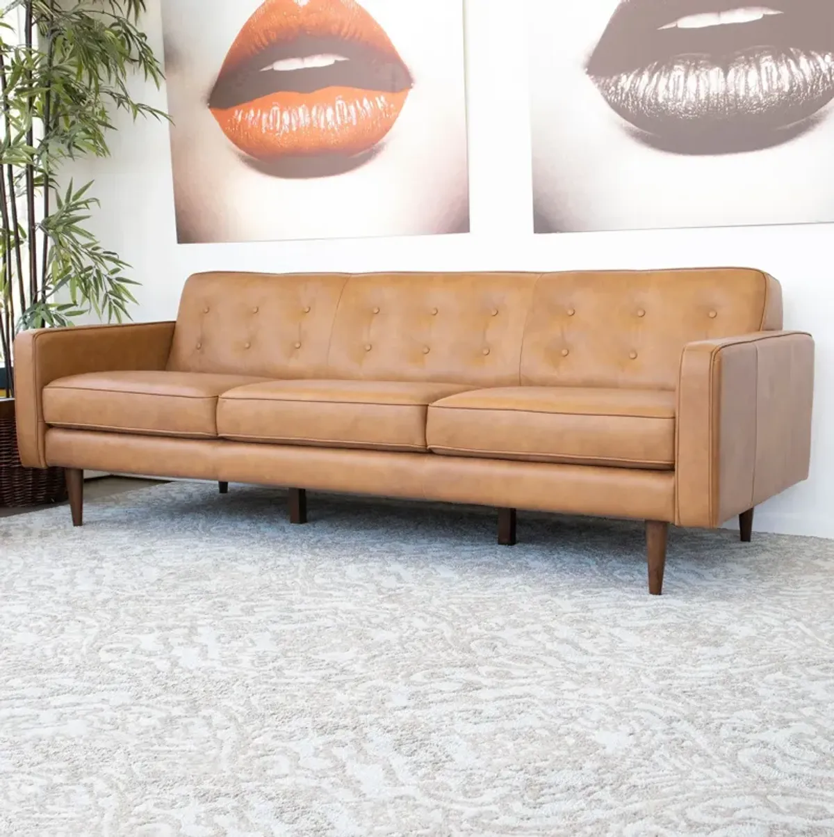 Broxton Tan Leather Sofa