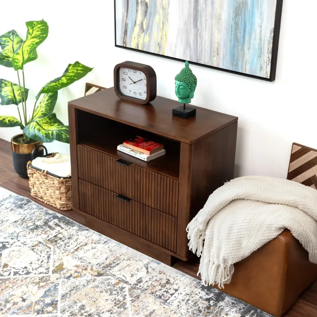 Webster 2 Drawers Nightstand Walnut