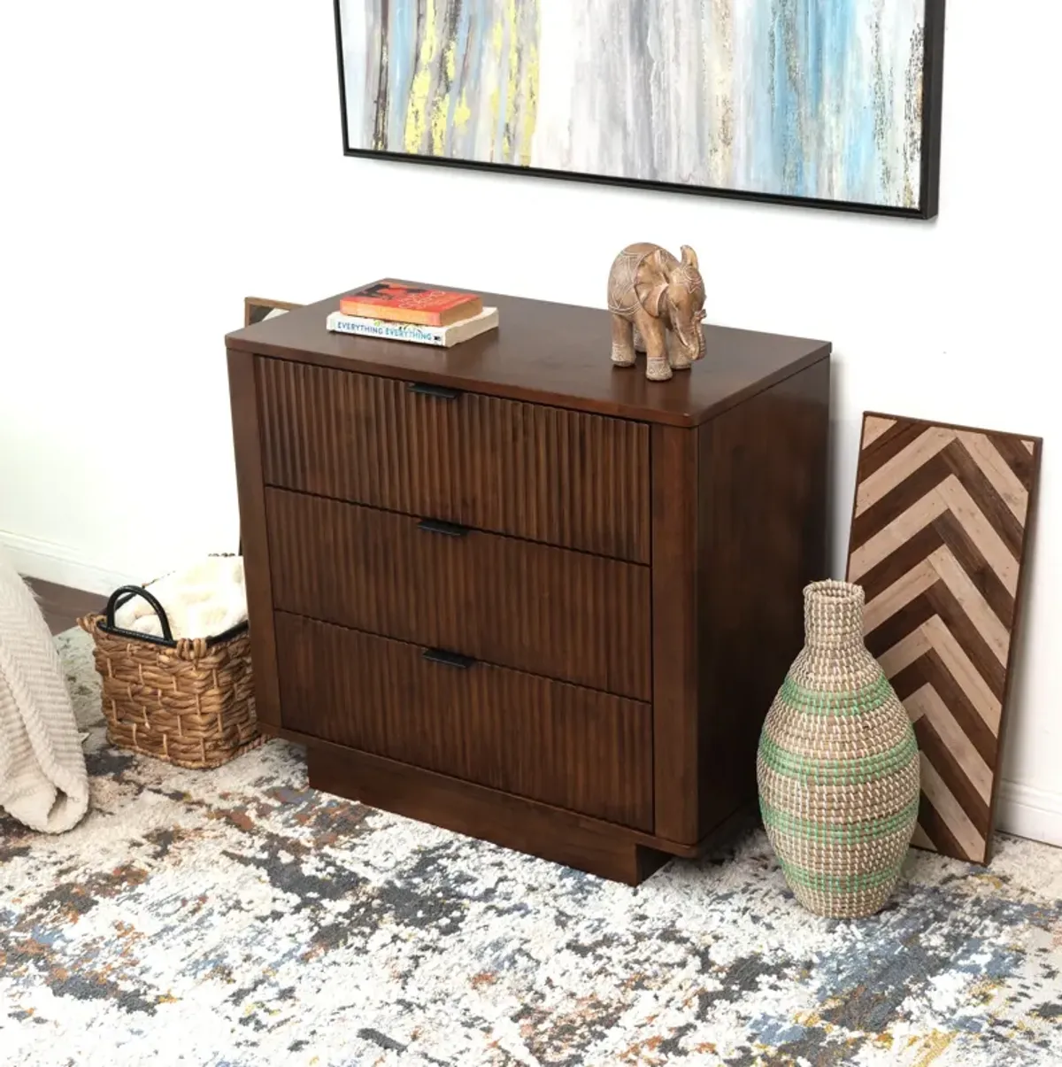 Webster 3 Drawers Walnut Nightstand