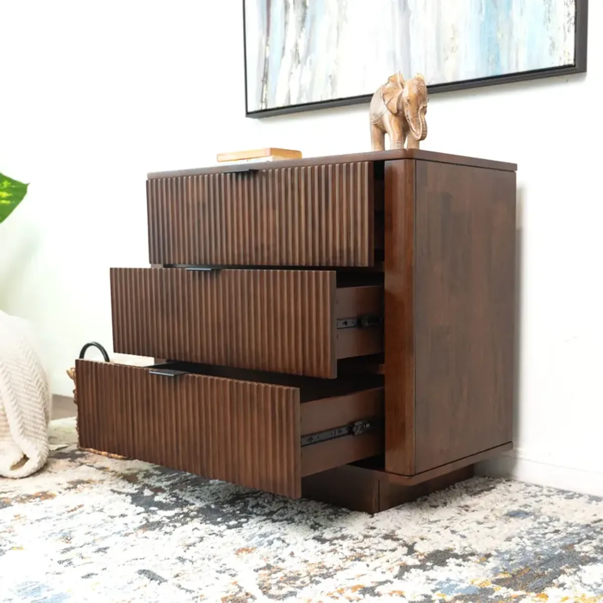 Webster 3 Drawers Walnut Nightstand