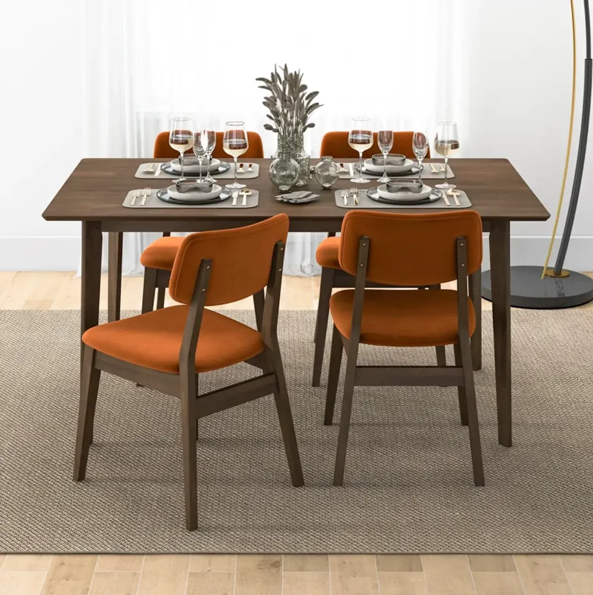 Abbott Burnt Orange Velvet Dining Chair Set of 2