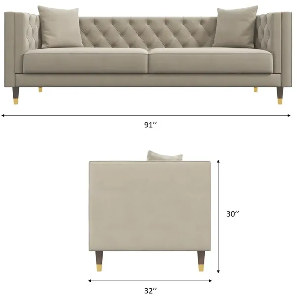 Lewis Light Gray Velvet Sofa