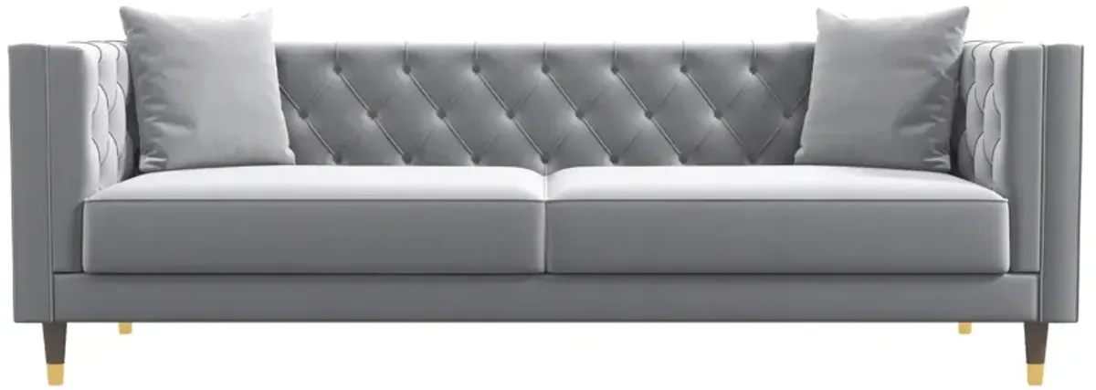 Lewis Light Gray Velvet Sofa