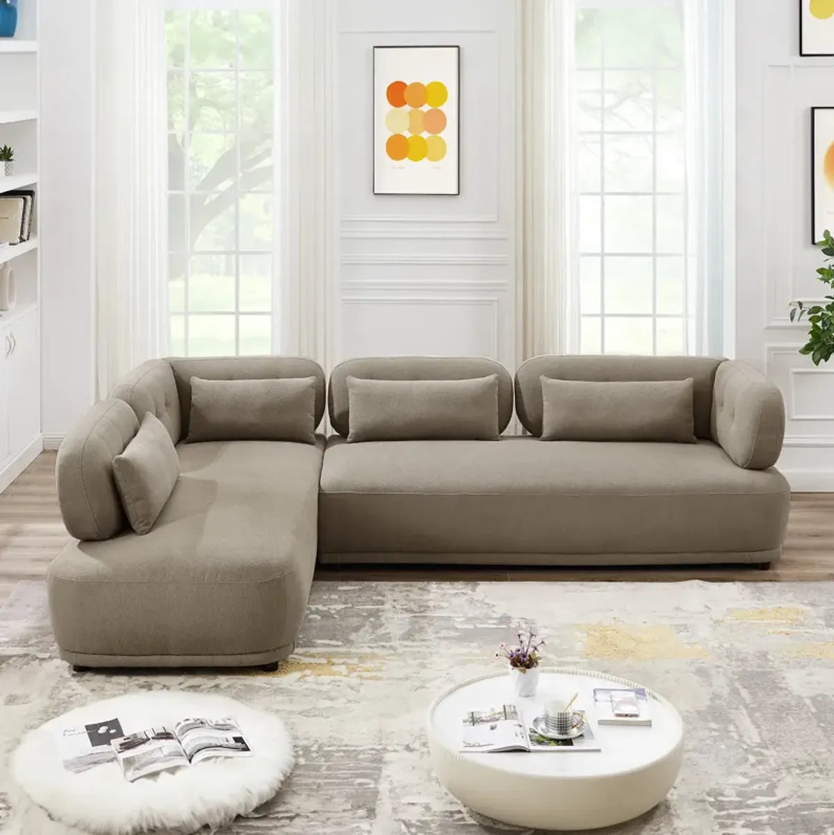 Richmond Mocha Boucle Left Facing Chaise Sectional Sofa