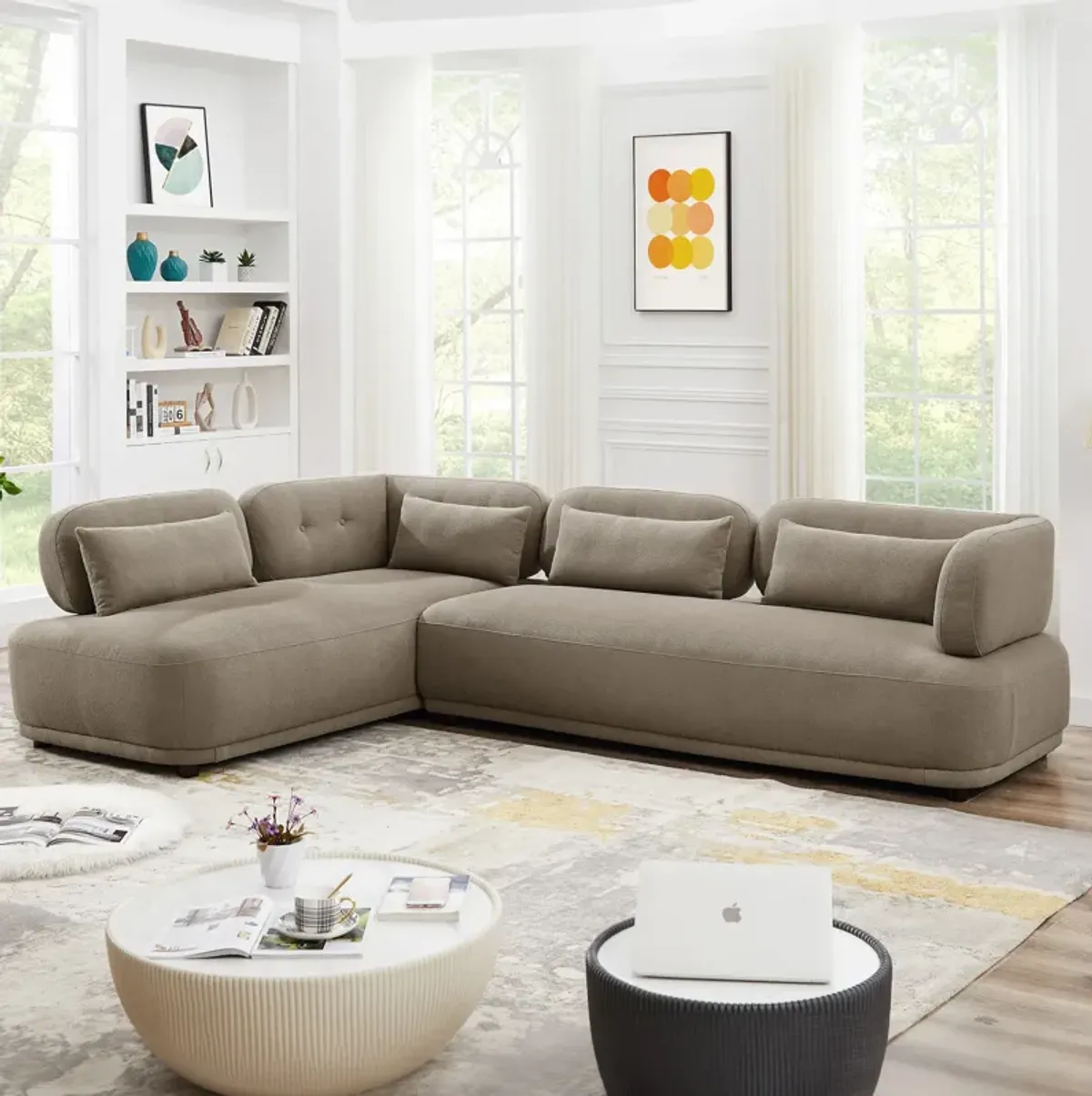 Richmond Mocha Boucle Left Facing Chaise Sectional Sofa