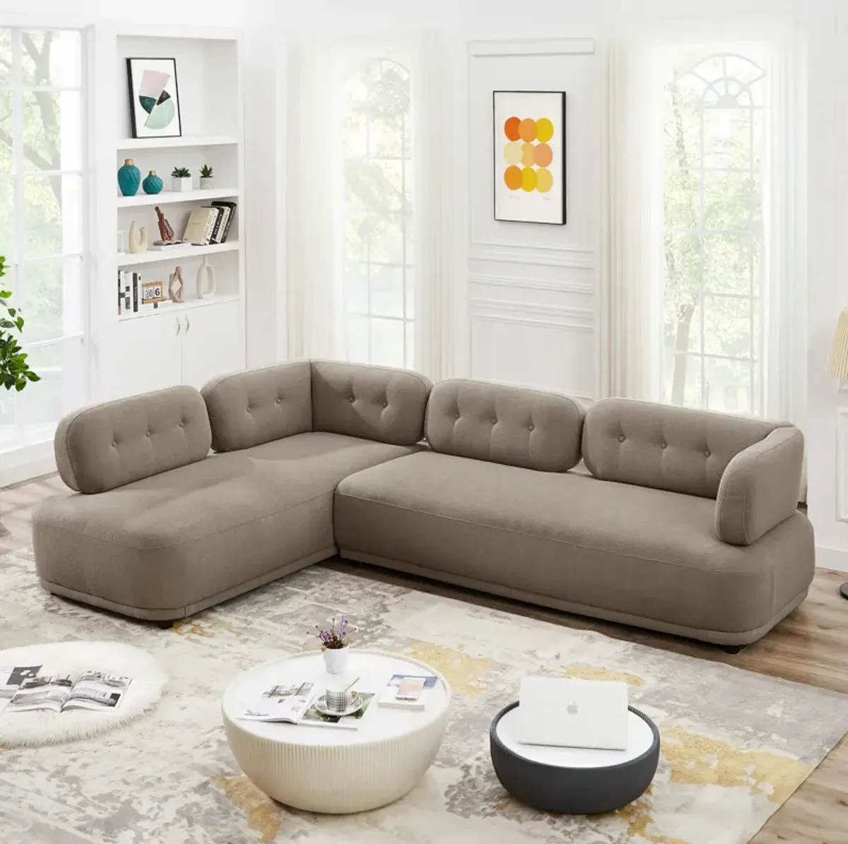 Richmond Mocha Boucle Left Facing Chaise Sectional Sofa