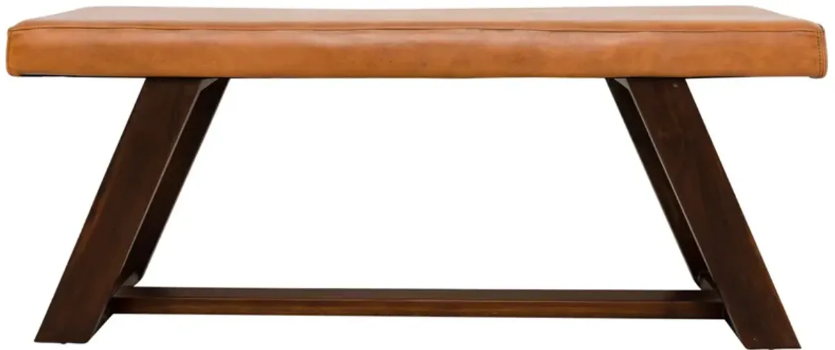 Pinrag Genuine Tan Leather Bench