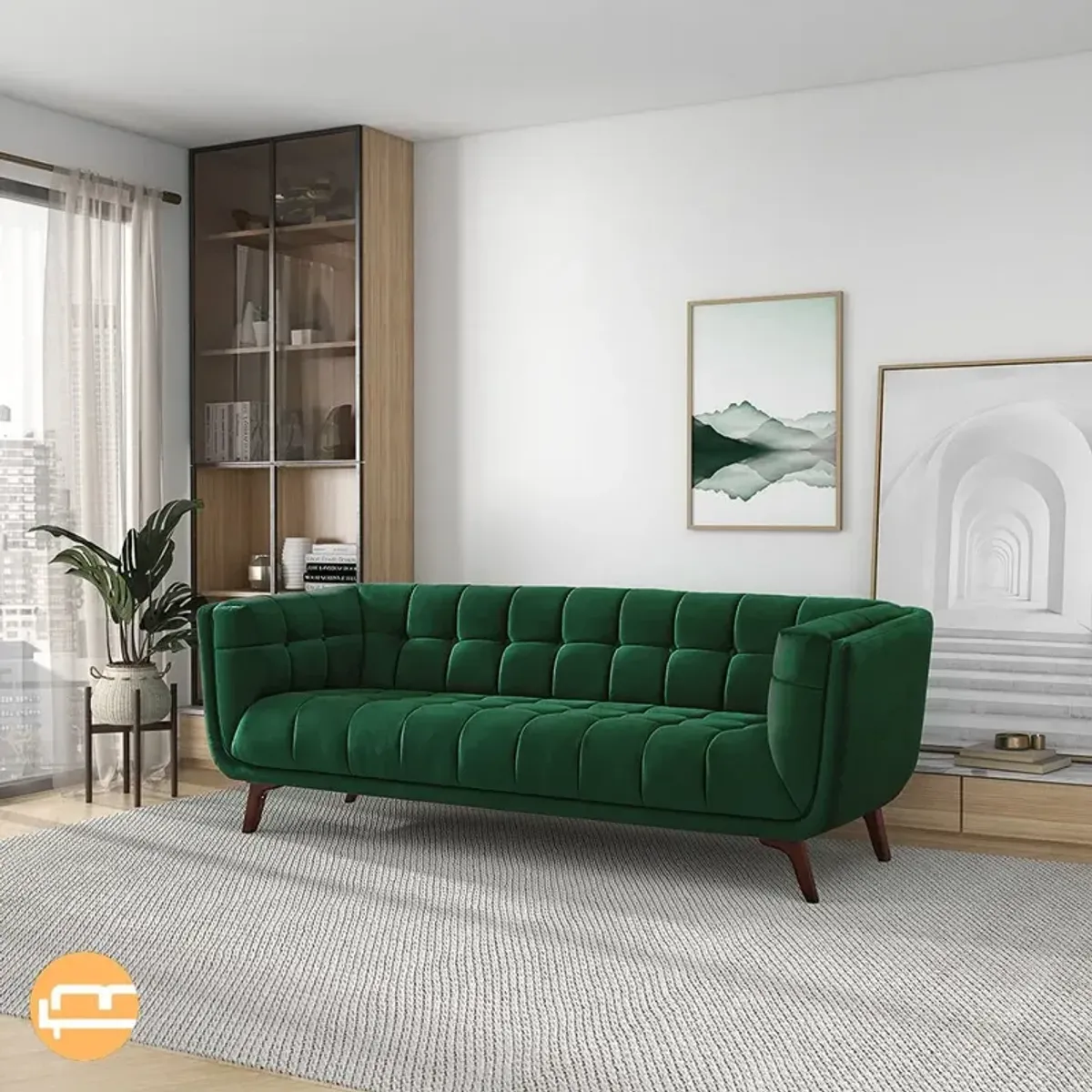 Kano Dark Green Velvet Sofa