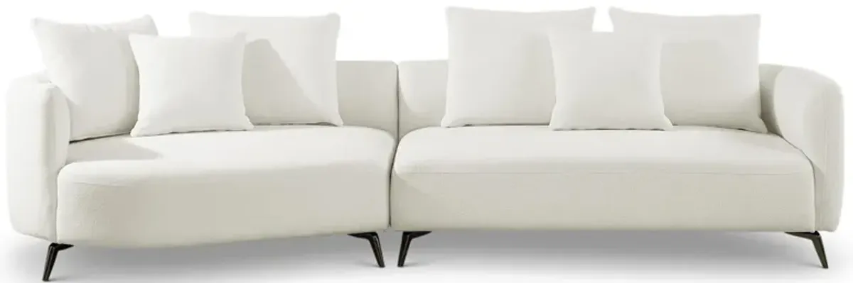 Lusia Ivory Boucle Sectional Sofa Left