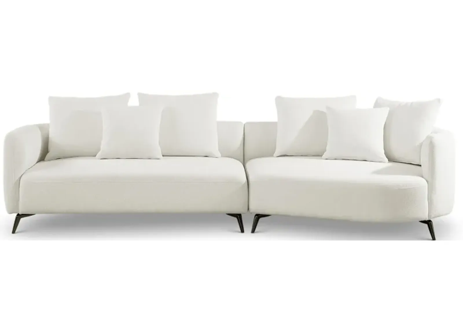 Lusia Ivory Boucle Sectional Sofa Right