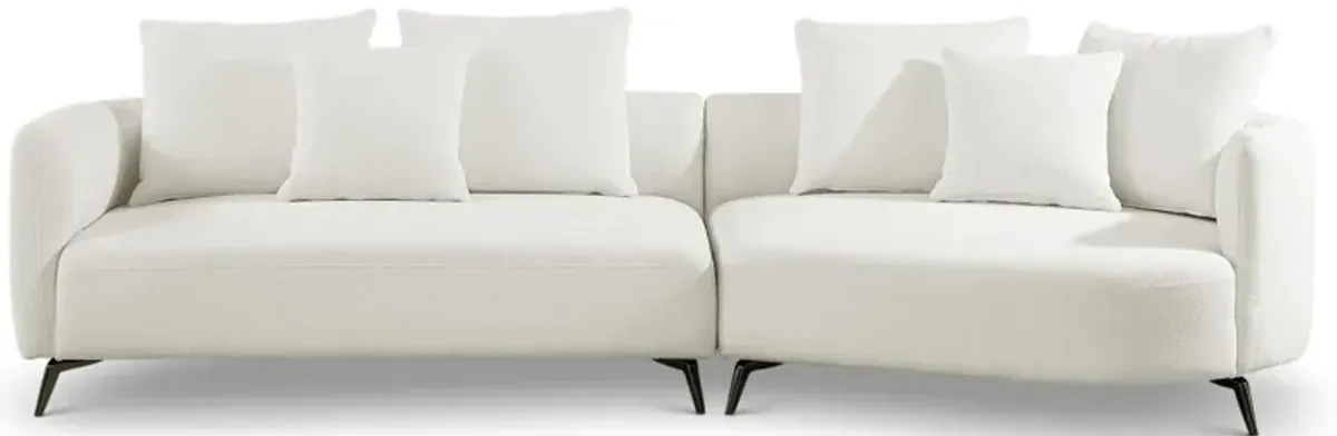 Lusia Ivory Boucle Sectional Sofa Right