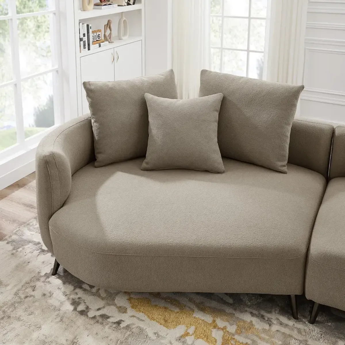 Lusia Boucle Sectional Sofa Mocha Left