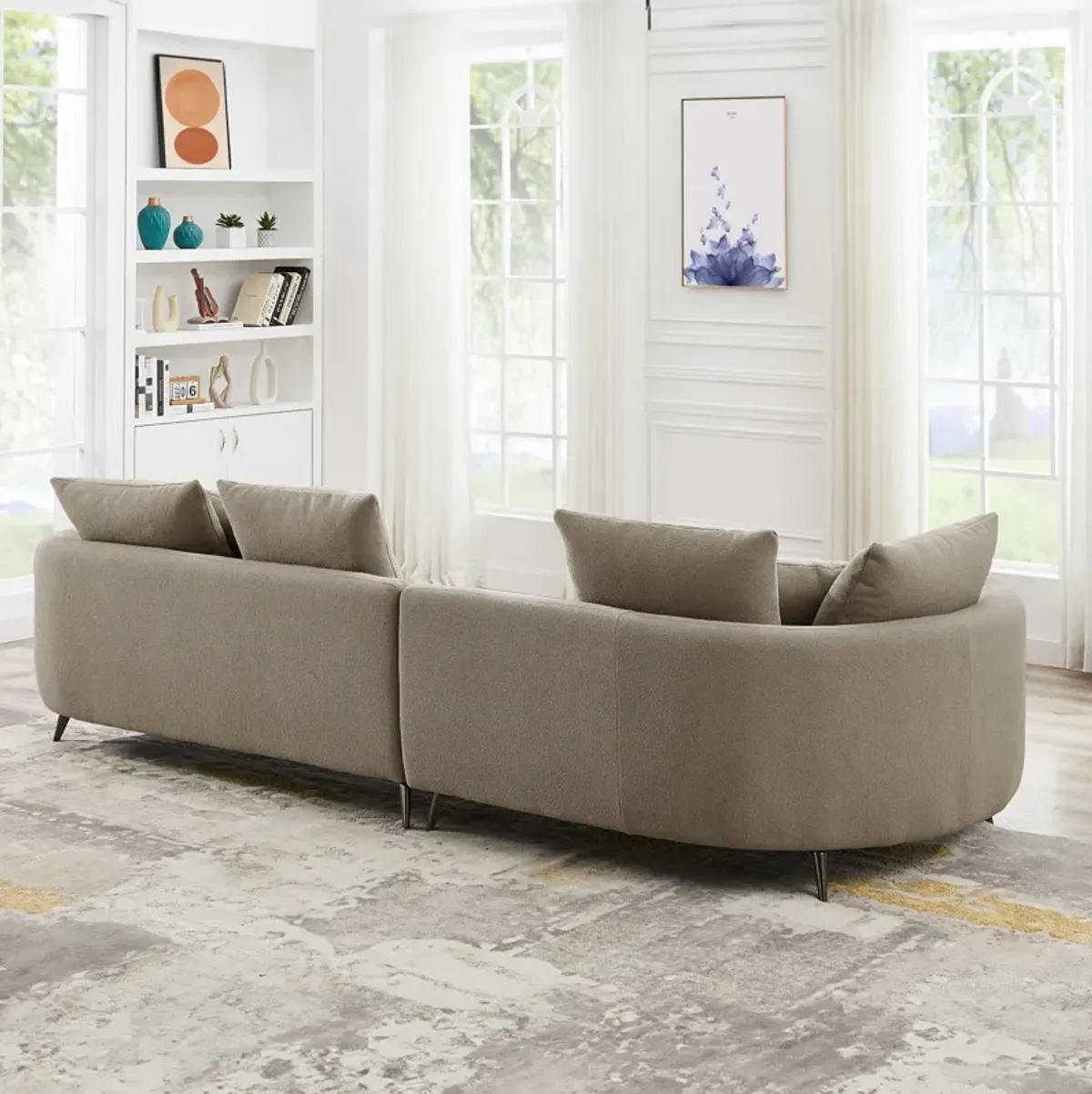 Lusia Boucle Sectional Sofa Mocha Left