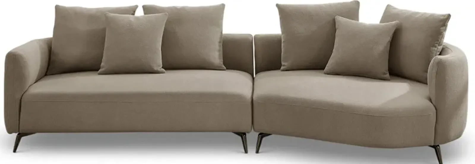 Lusia Boucle Sectional Sofa Mocha Right