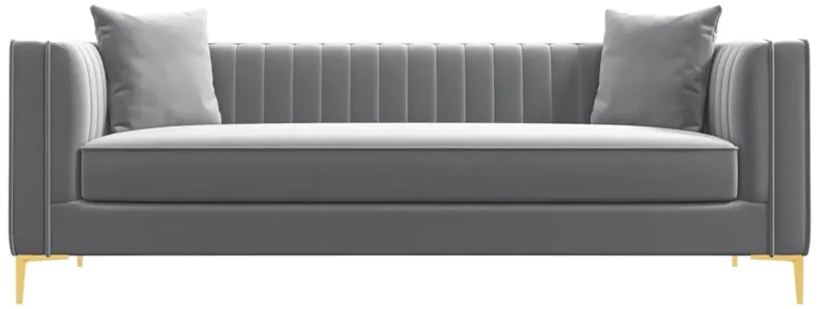 Kendra 91" Light Grey Velvet Sofa